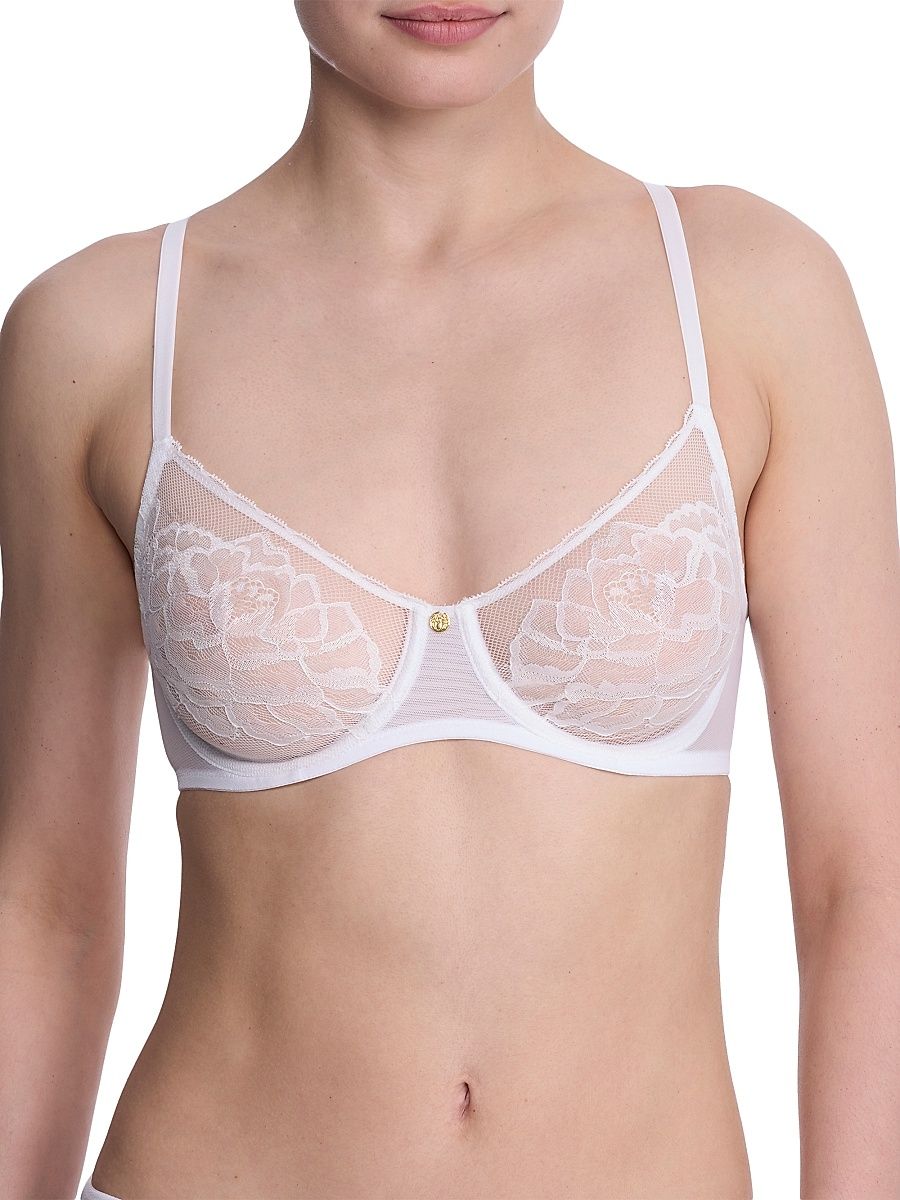 Women's Flora Unlined Lace Balconette Underwire Bra - White - Size 36B