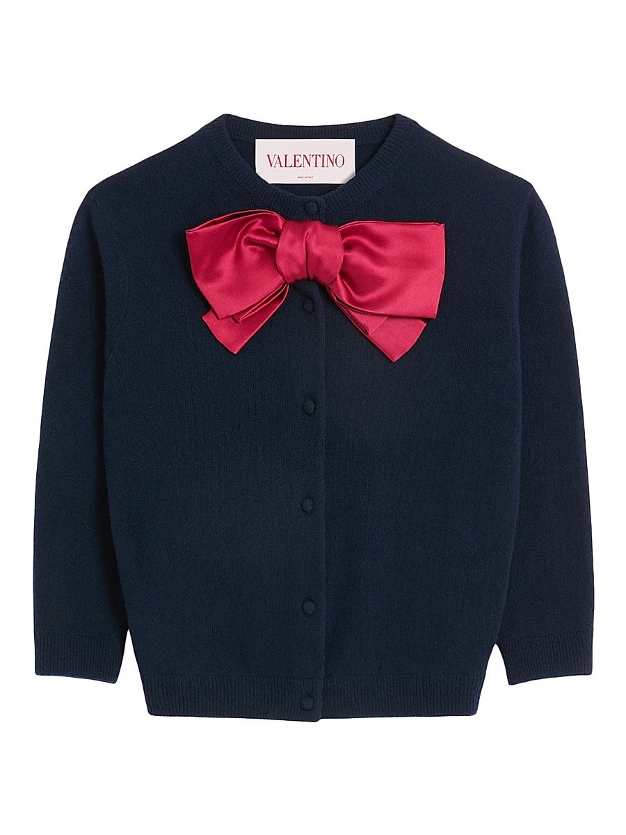 Women's Cardigan with Bow - Navy Red - Size XS