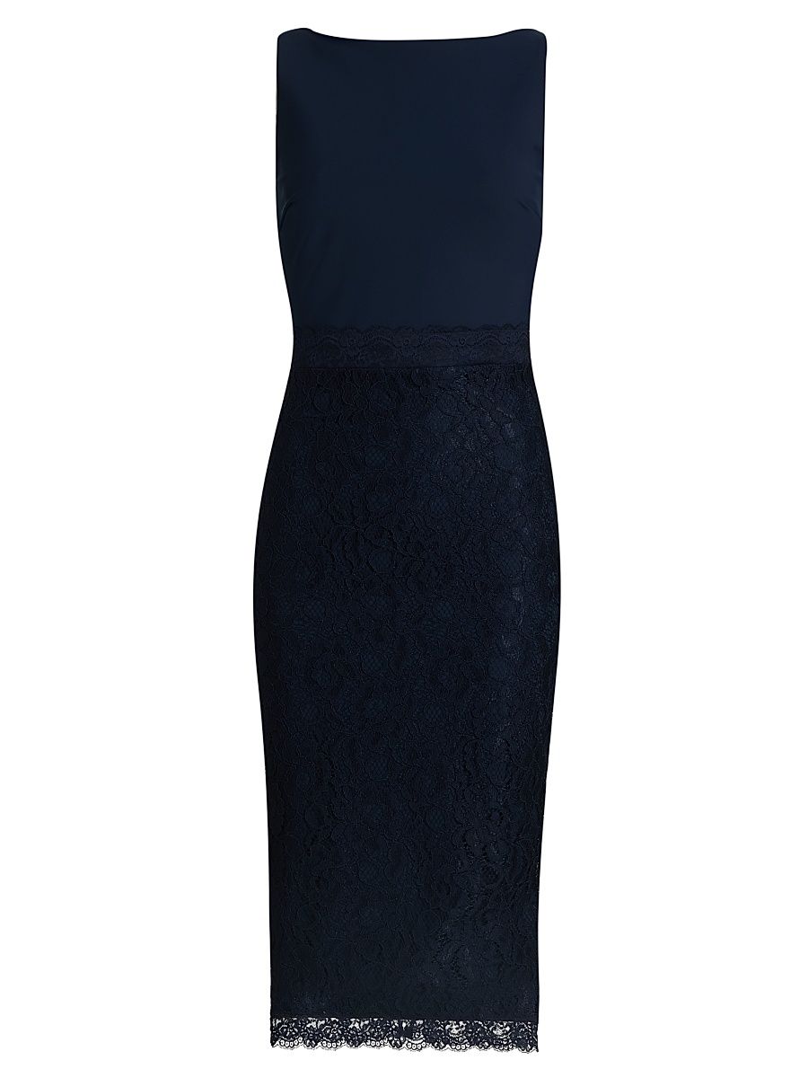 Women's Fluis Lace-Trim Cocktail Midi-Dress - Blue Notte - Size 6