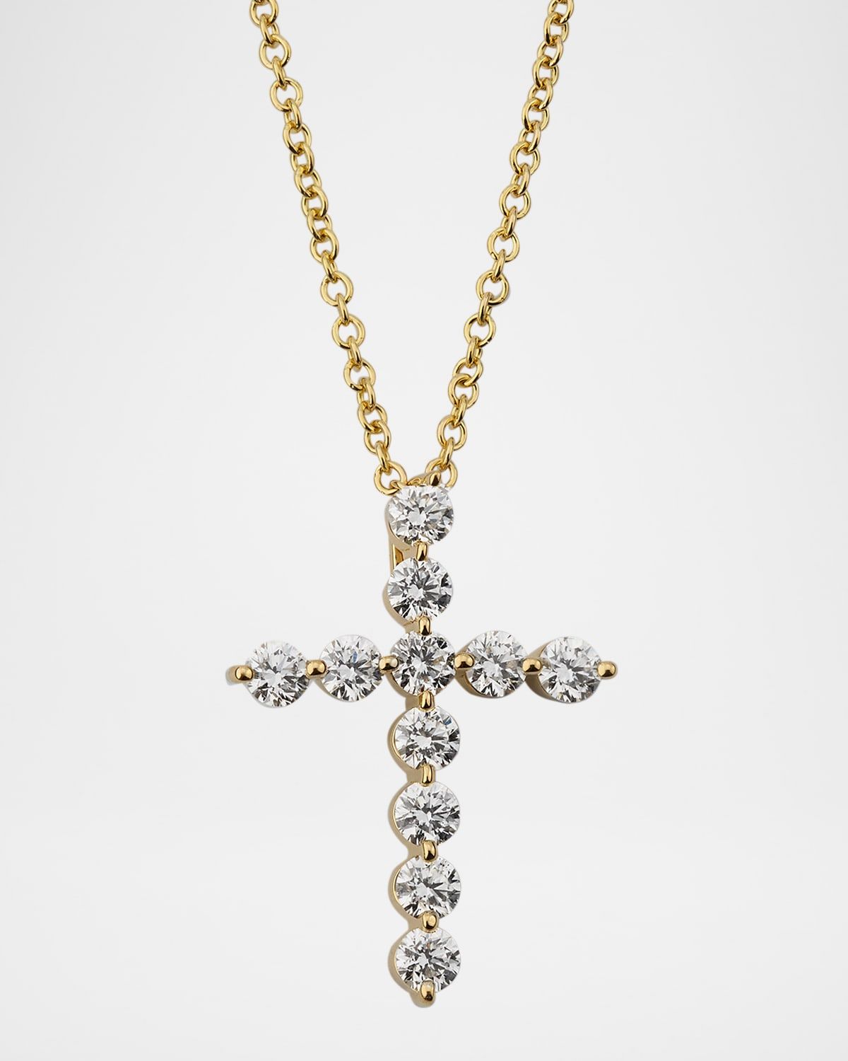 18K Yellow Gold Diamond Cross Pendant, 0.66tcw