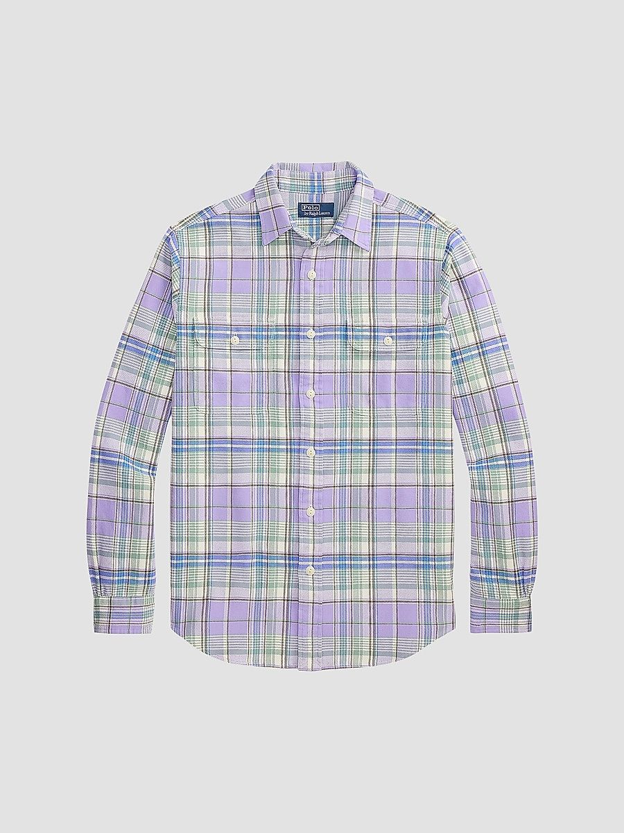 Men's Plaid Flannel Pocket Shirt - Lavender Green Multi - Size XXL