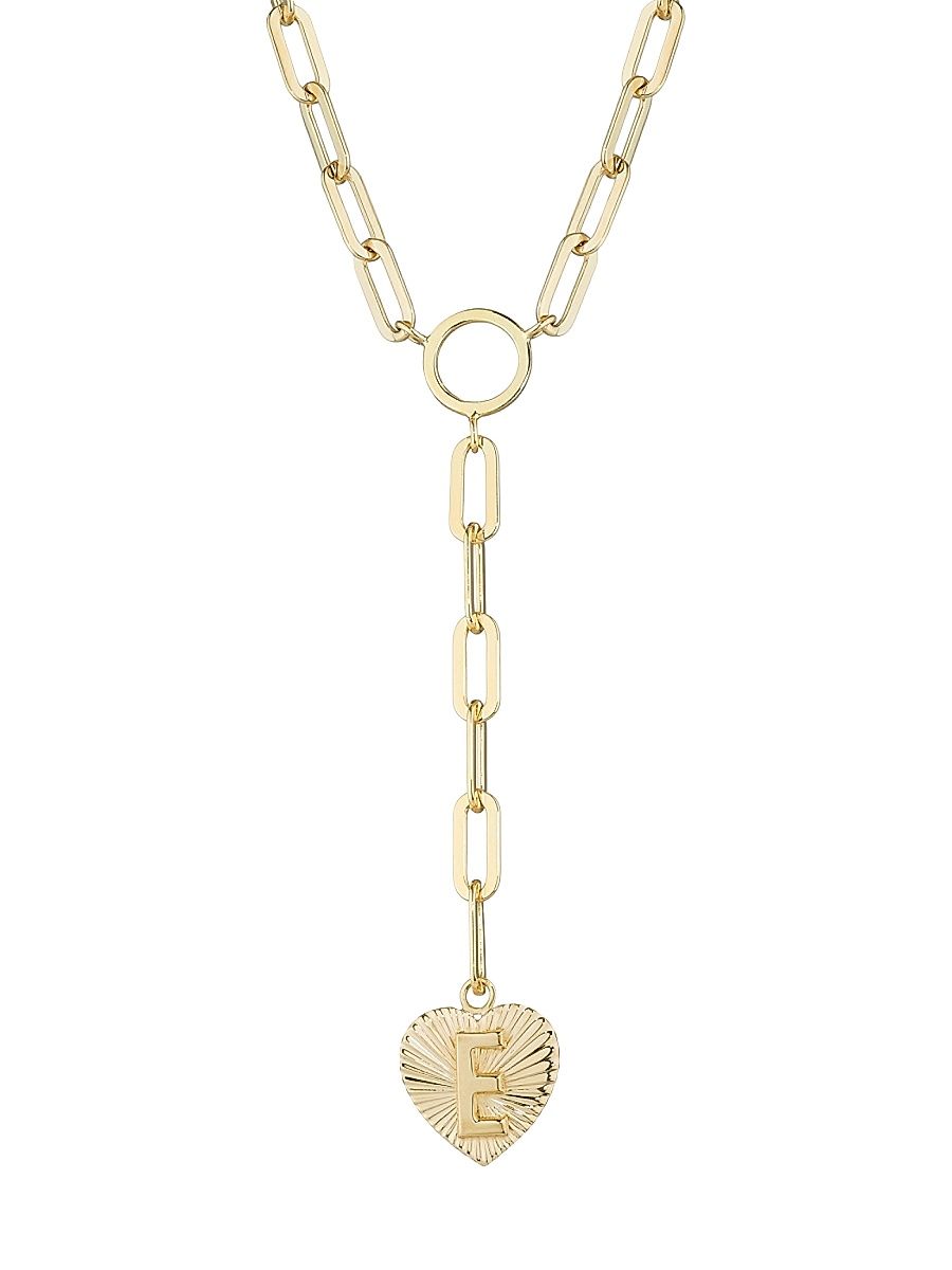 Women's Althea 18K-Yellow-Gold Vermeil Initial Lariat Necklace - Letter E