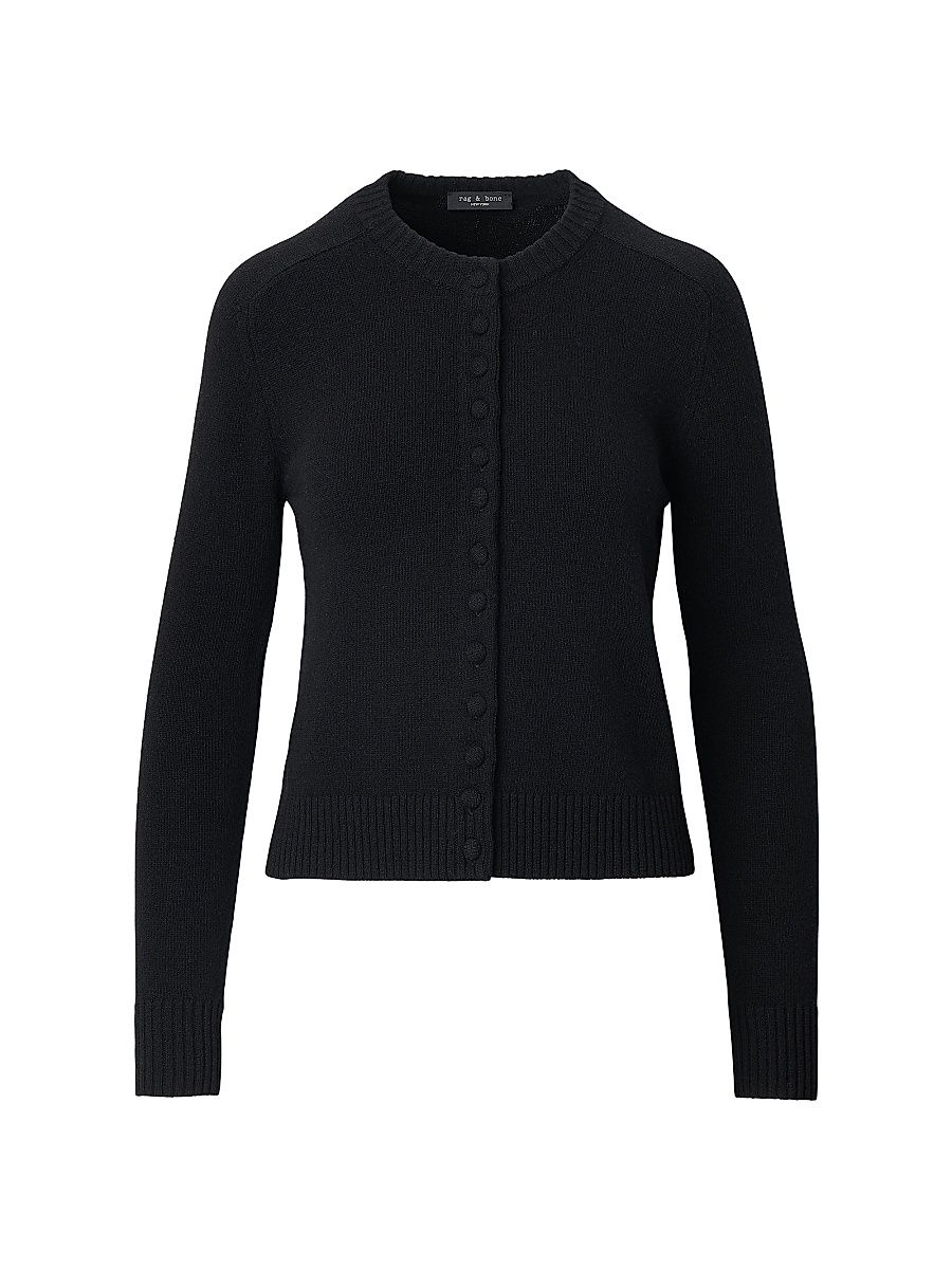 Women's Wallace Wool-Cashmere Cardigan - Black - Size XL
