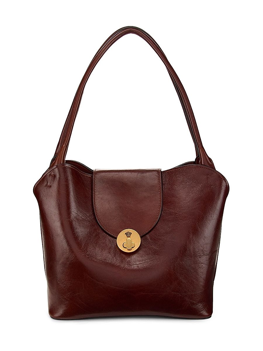 Women's Medium Leather Shoulder Bag - Carminio Red Gold