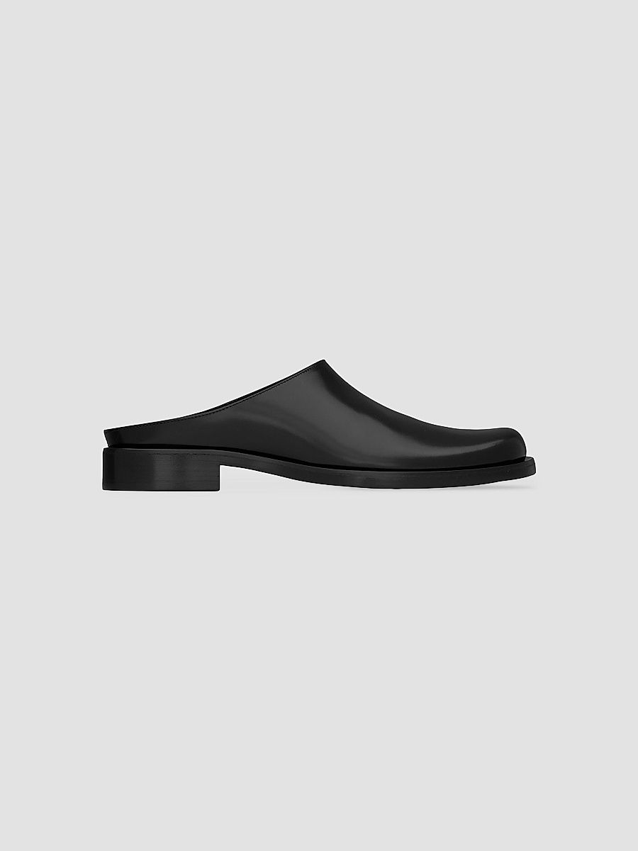 Saint Laurent Men's Angus Mules in Smooth Leather - Black - Size 12