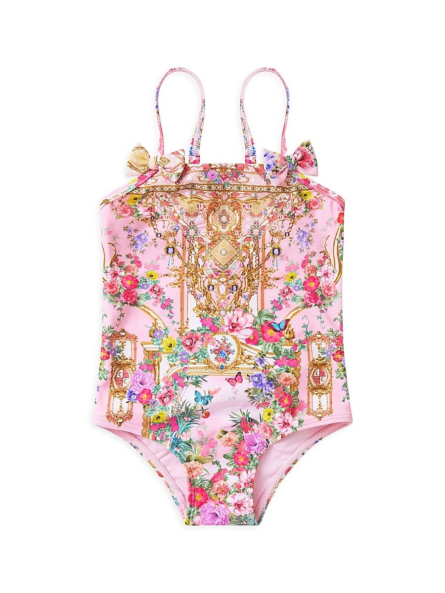 Little Girl's & Girl's Bow-Accent Printed One-Piece Swimsuit - Size 10