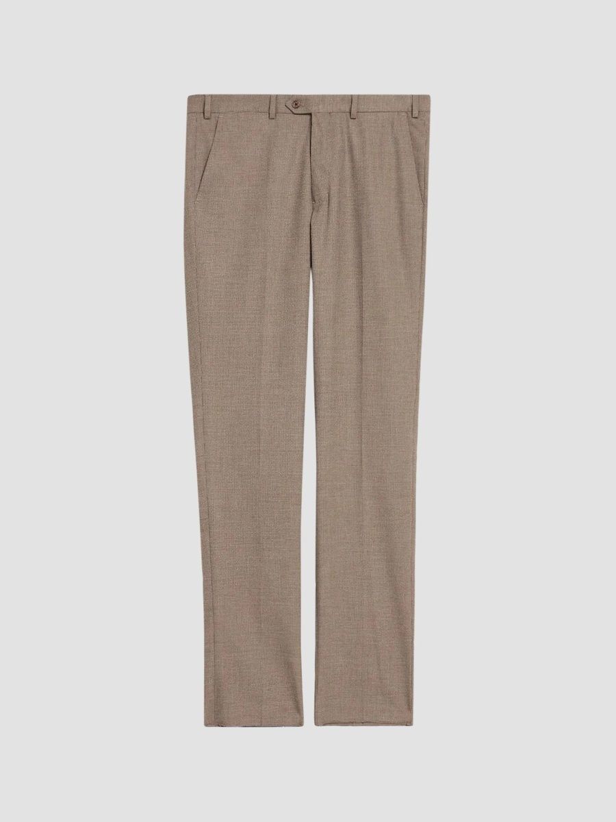 Emporio Armani Men's Micro Check Wool-Blend Trousers - Fantasia Beige - Size 42