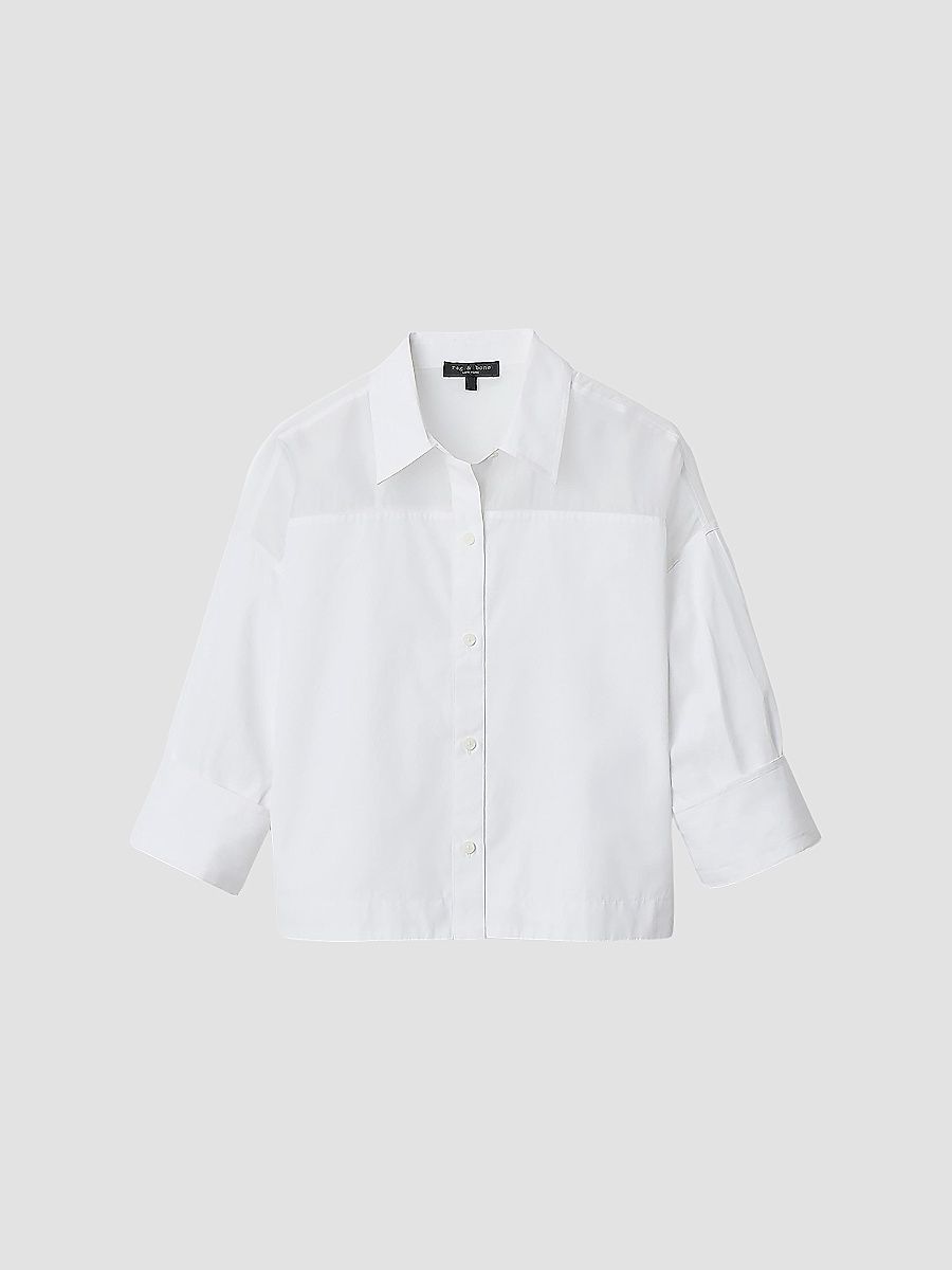 rag & bone Women's Elly Cotton Button-Front Shirt - White - Size XL