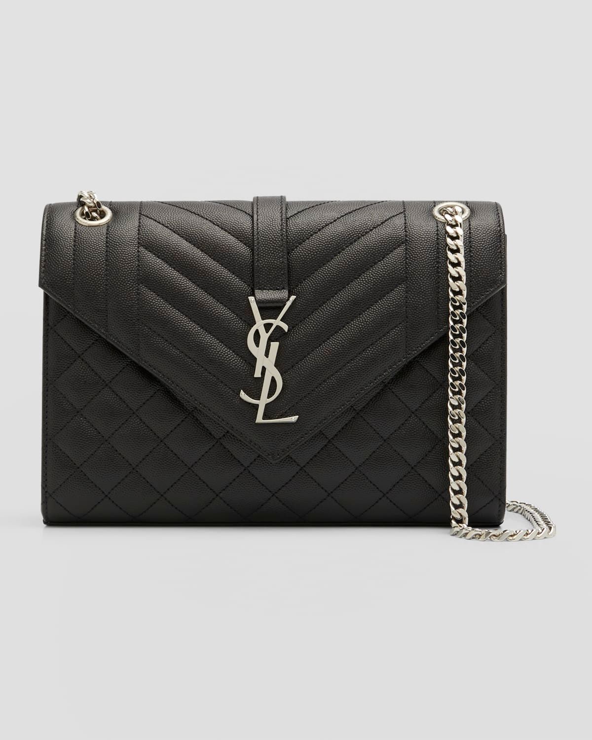 Envelope Triquilt Medium YSL Shoulder Bag in Grained Leather