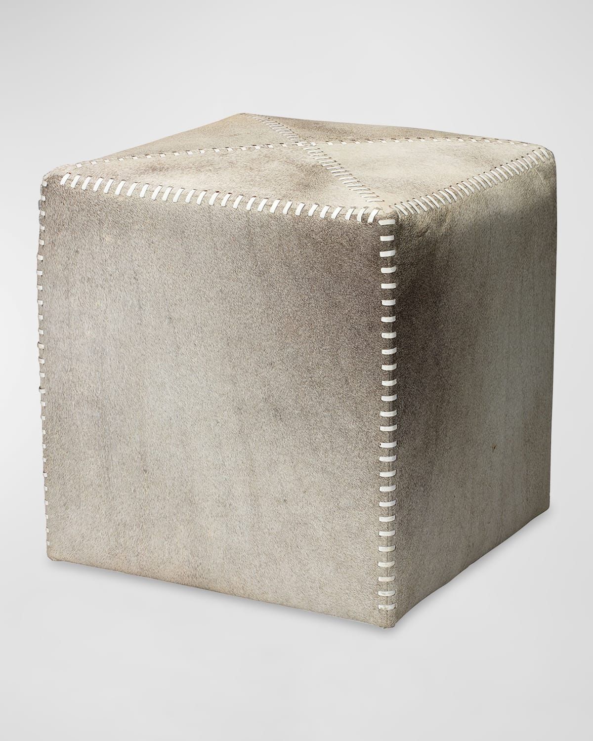 Hobson Grey Hide Ottoman
