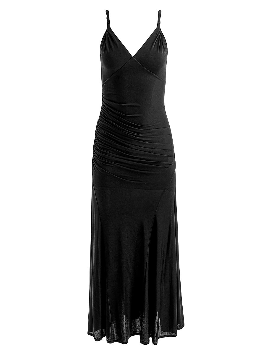 Women's Bianca Twist-Strap Godet Maxi Dress - Black - Size 14