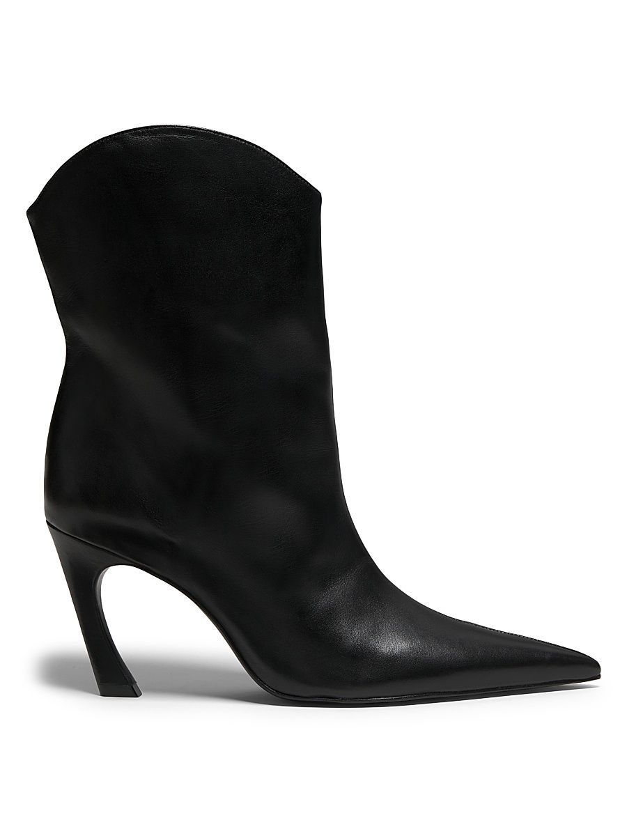 Women's Maryann 90MM Leather Curved Stiletto Booties - Black - Size 5.5