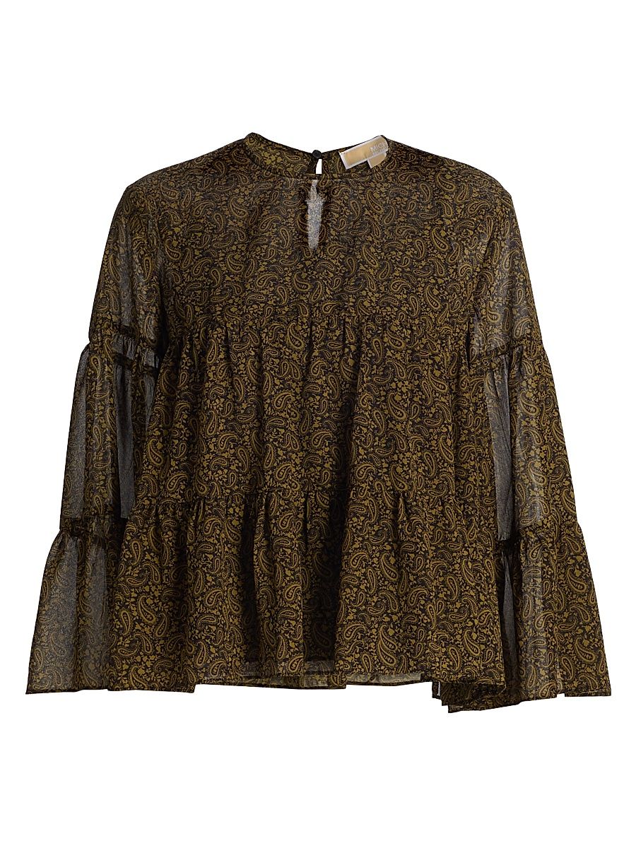 Women's Paisley Tiered Blouse - Pistachio - Size Small