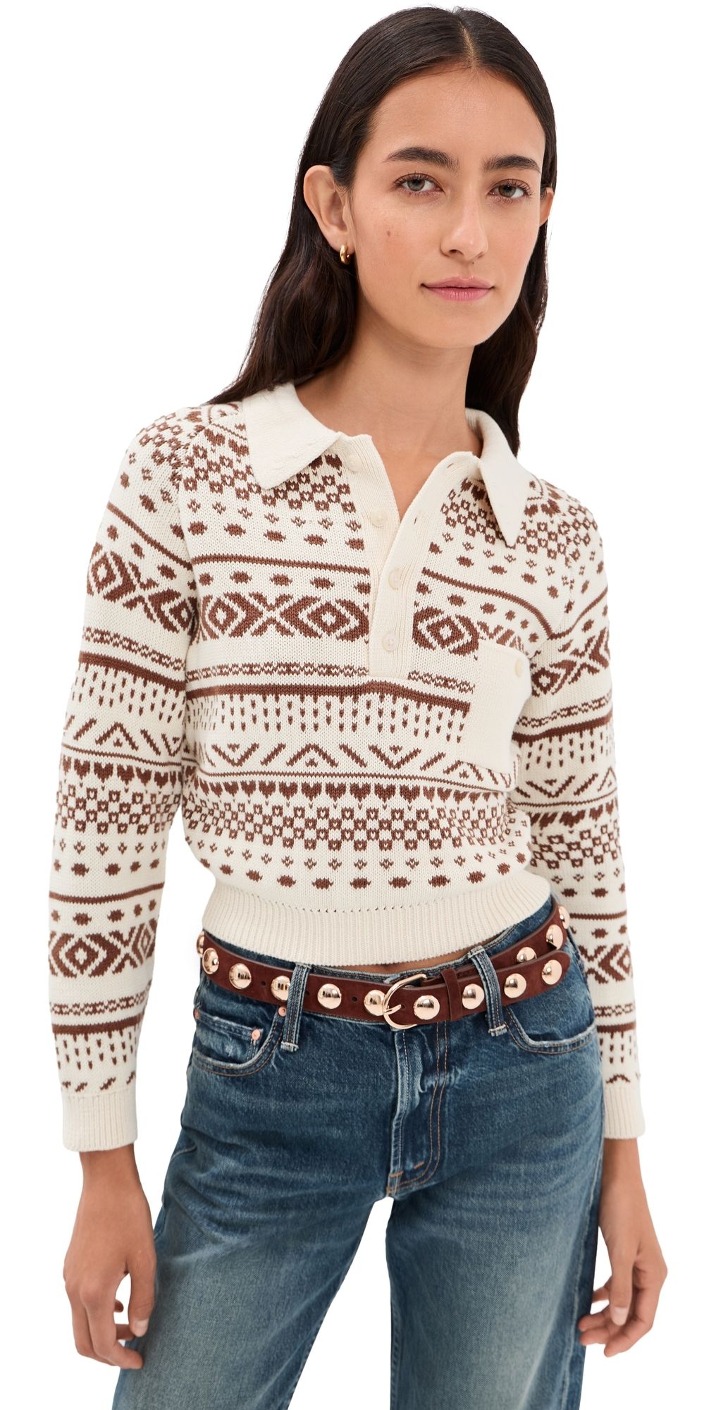 Alix of Bohemia Liza Frost Fair Isle Top Off-White S