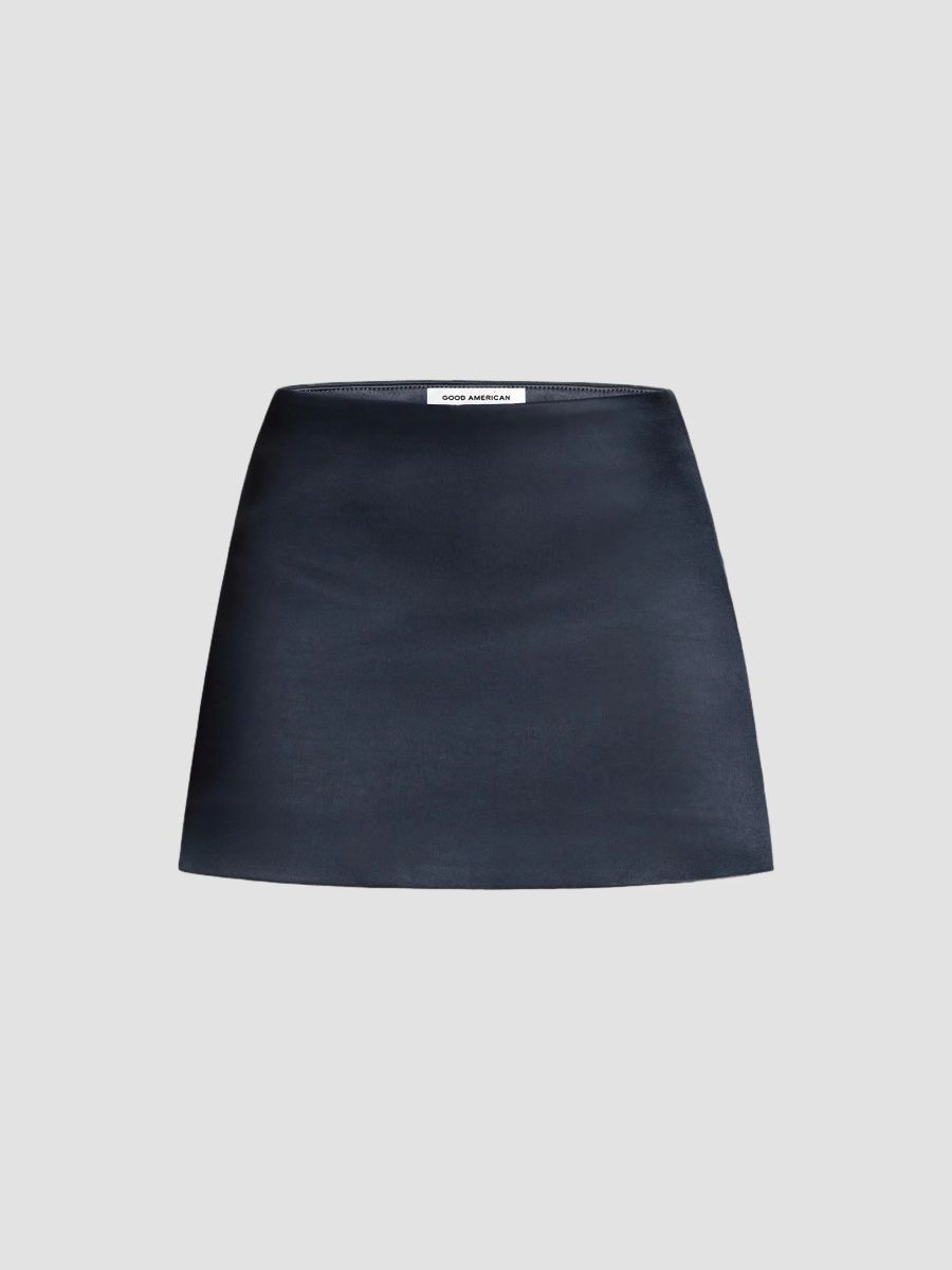 Good American Women's Satin Bodycon Mini Skirt - New Navy - Size 8