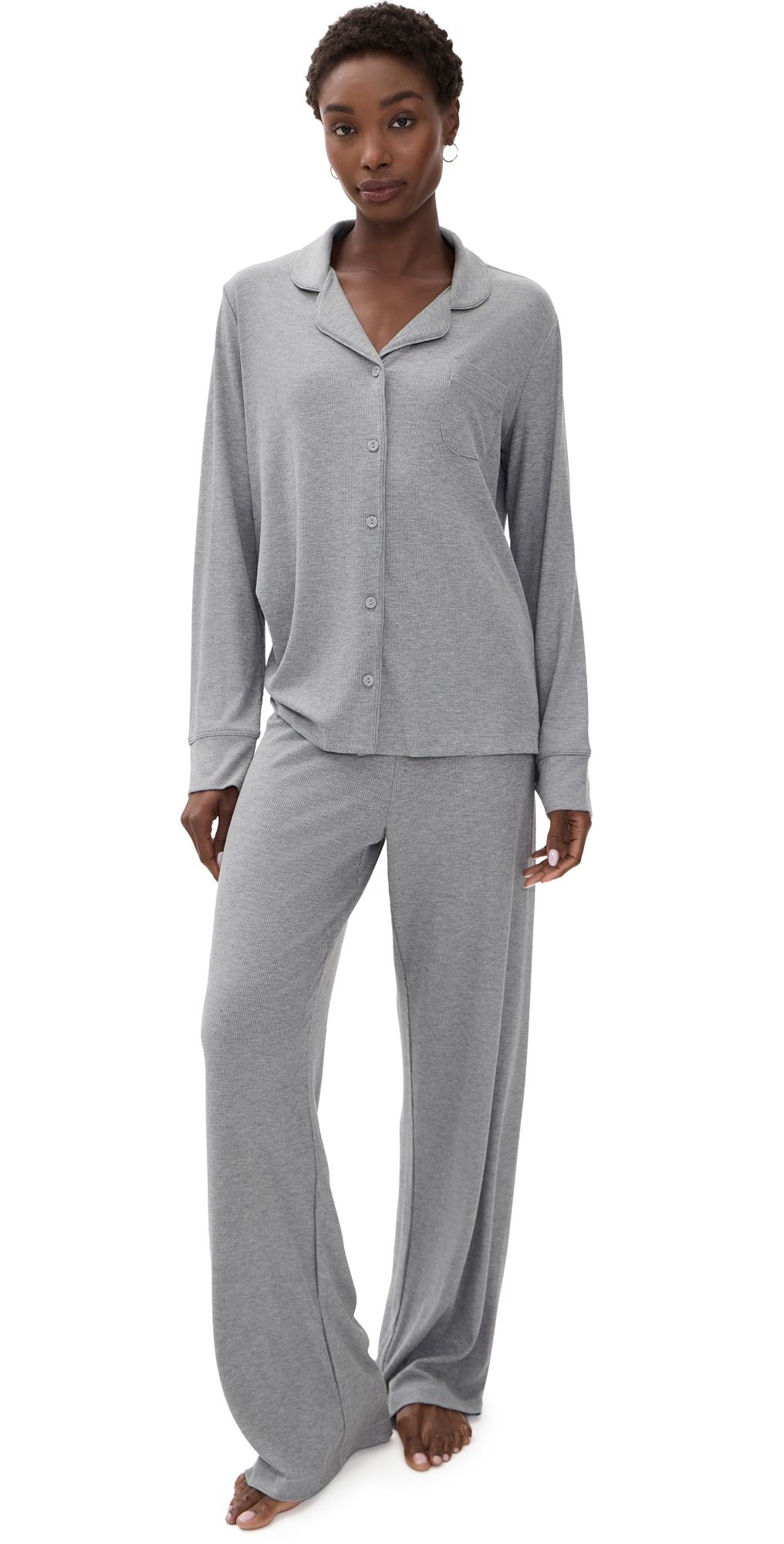 SKIMS Rib Sleep Set Light Heather Grey XS