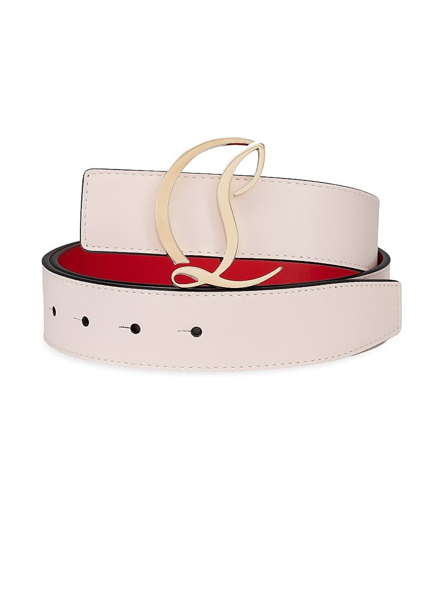 Christian Louboutin Women's CL Logo Leather Belt - Leche - Size Large