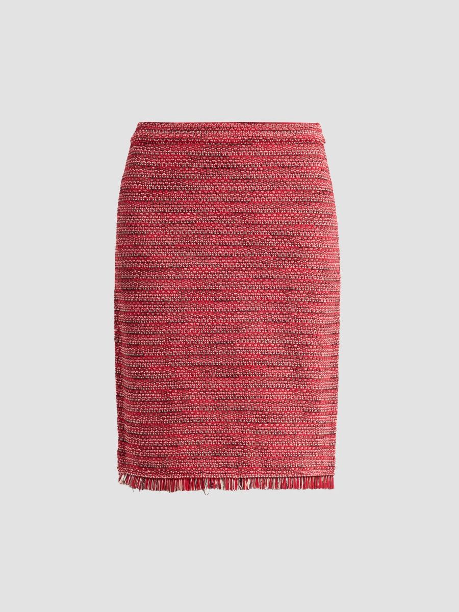 Ming Wang Women's Fringe Tweed A-Line Knee-Length Skirt - Holiday Almond - Size XL
