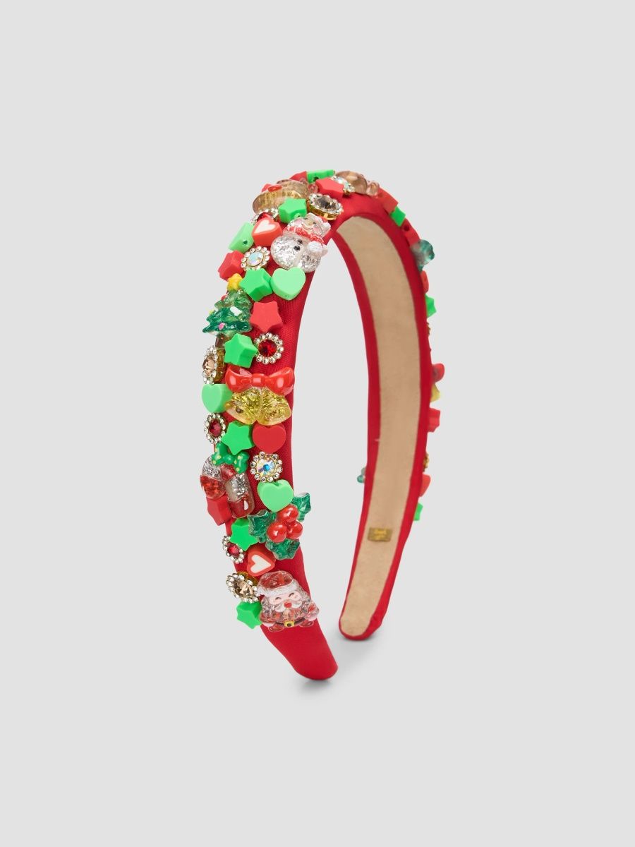 Bari Lynn Girl's Girl's Christmas Charm Headband - Red And Green