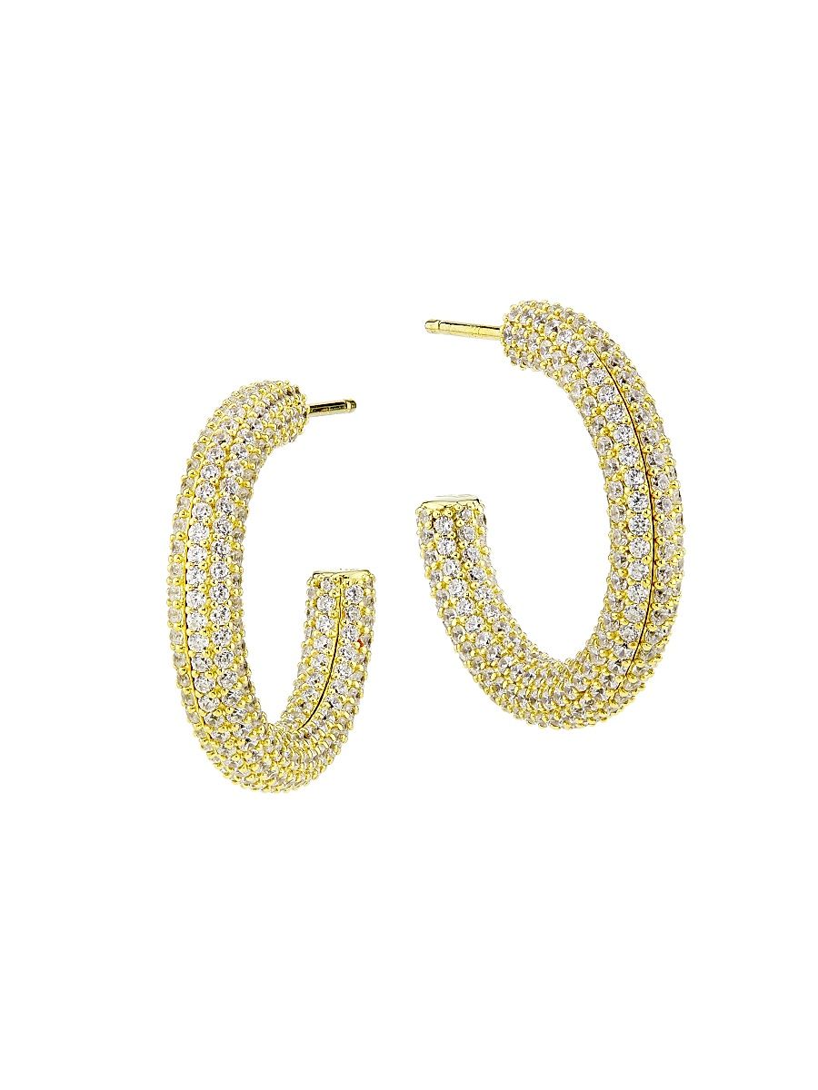 Women's Cubic Zirconia Hoop Earrings - Gold