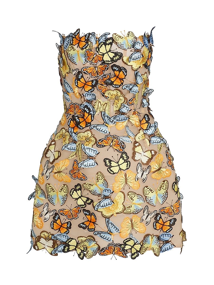 Women's Bella 3D Butterfly Maraya Strapless Minidress - Size XL