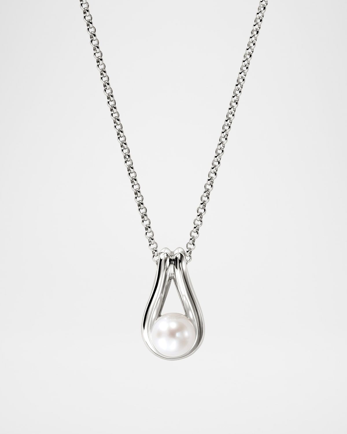 Surf Sterling Silver Pearl Pendant Necklace, 2mm, 20"L