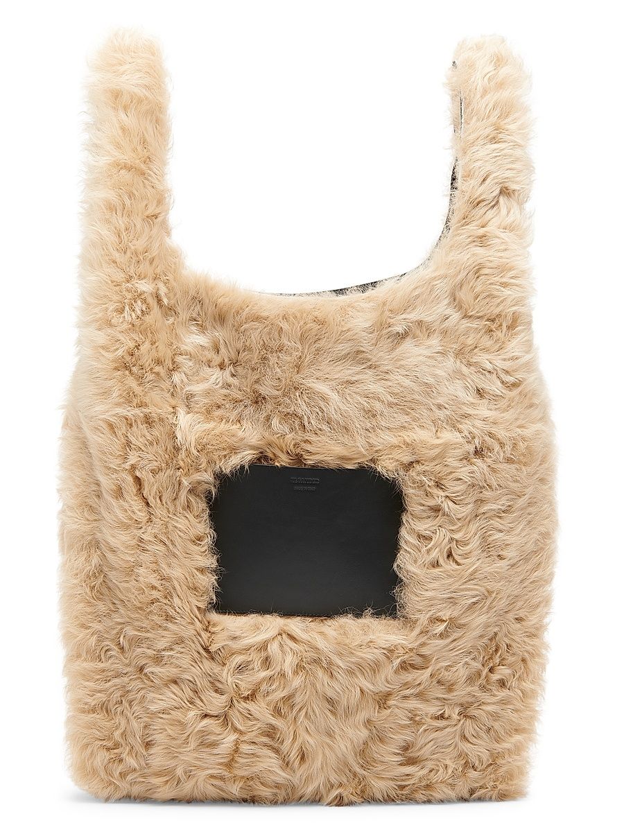 Men's Market Shearling Tote - Dark Sand