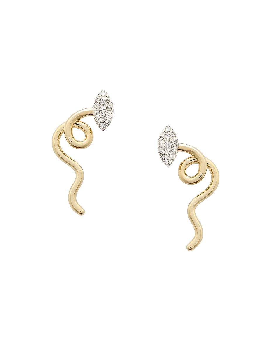 Women's Vine Goldtone & 0.31 TCW Diamond Drop Earrings - Yellow Gold