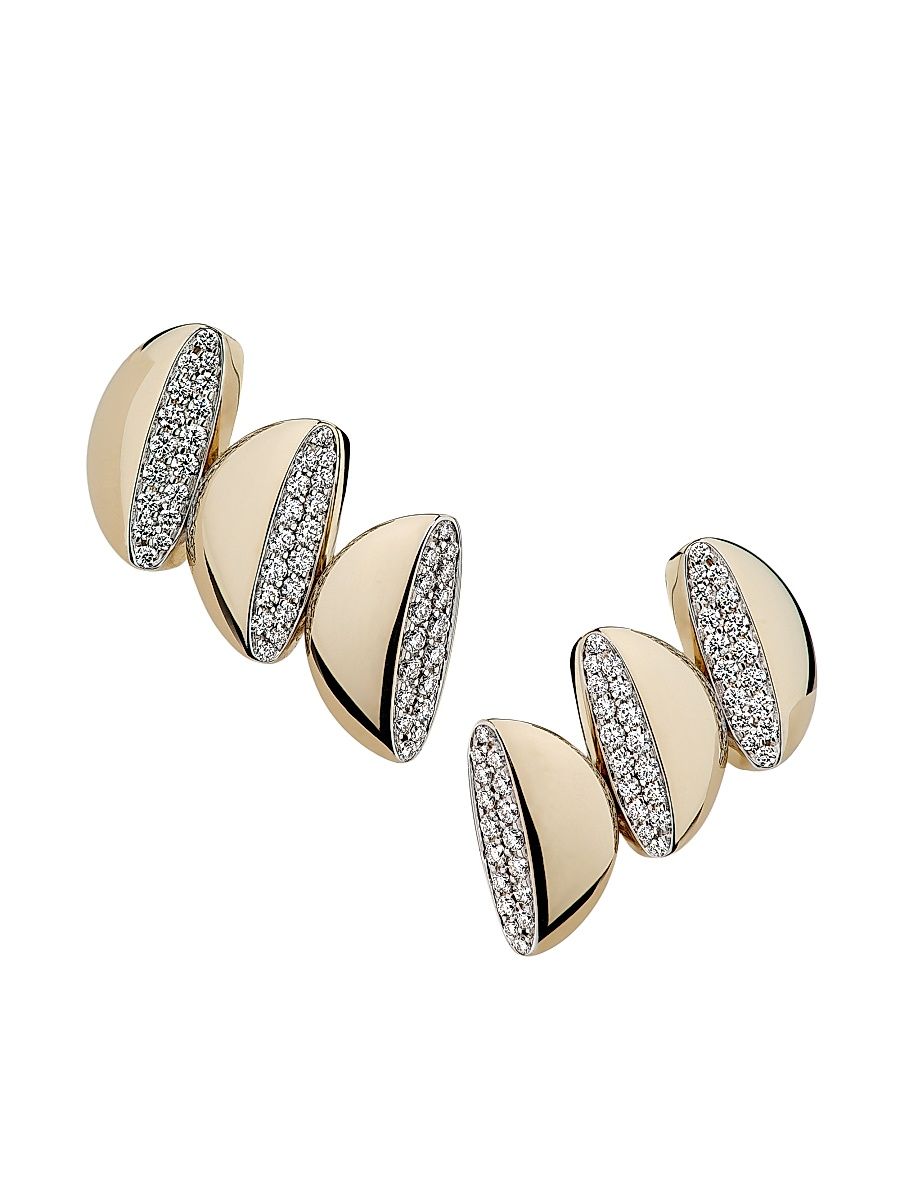 Women's Eclisse Endless Two-Tone 18K Gold & 0.72 TCW Diamond Clip-On Earrings - White Gold