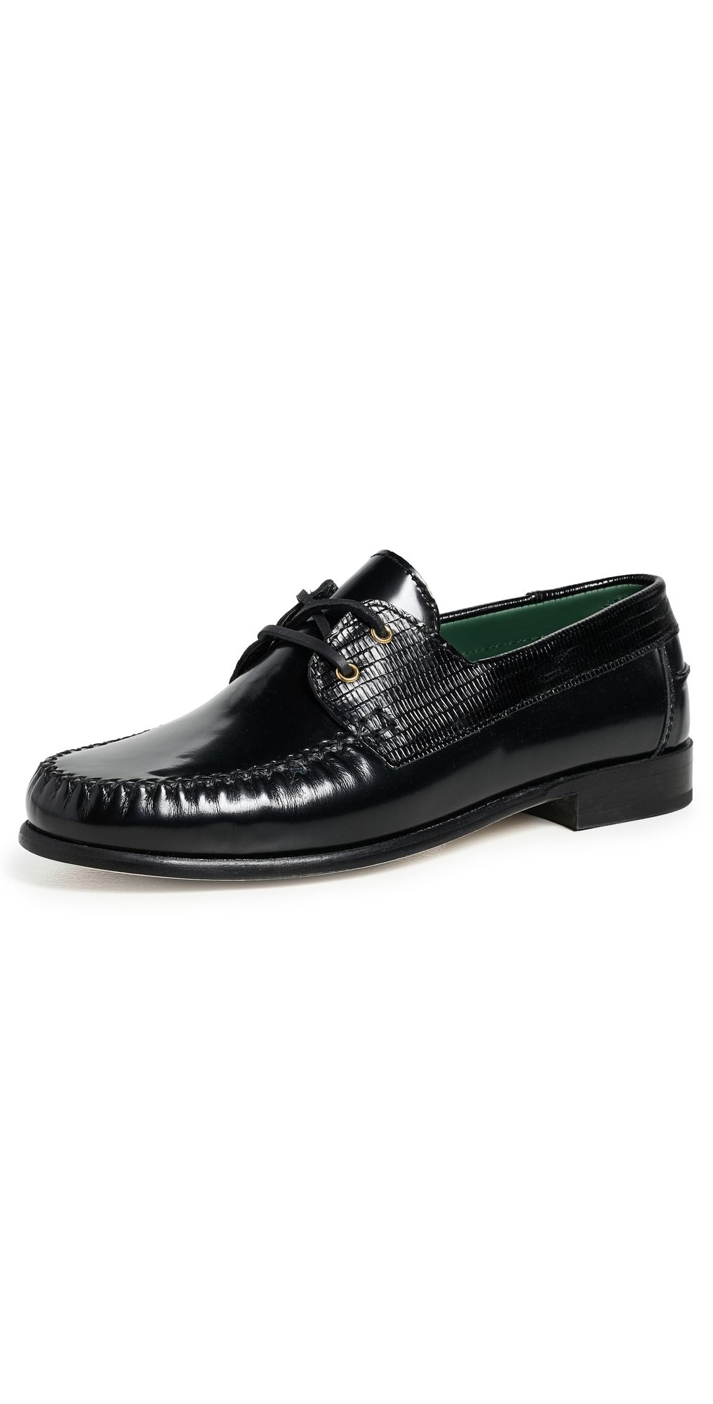 Vinny's Millo Two-Tone Lace Up Boat Shoes Black Pollido 41