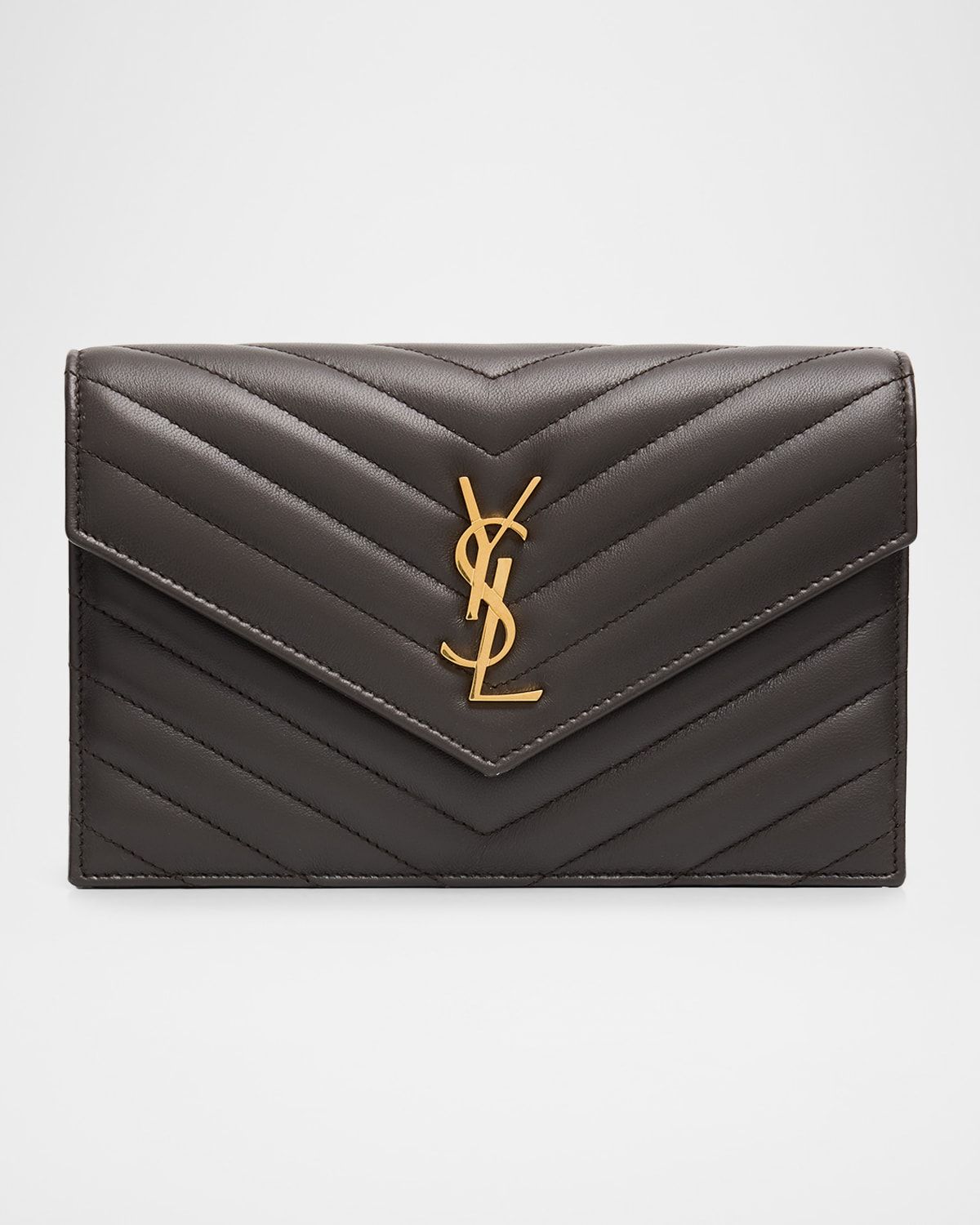 Small YSL Wallet on Chain in Grain Leather