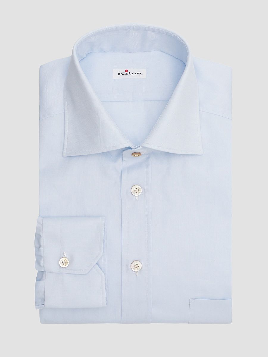 Men's Cotton Button-Front Shirt - Sky Blue - Size 16