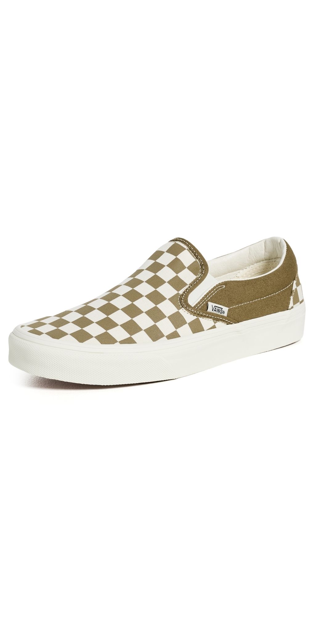Vans Classic Slip On Unisex Sneakers Checkerboard Olive Brown M 11