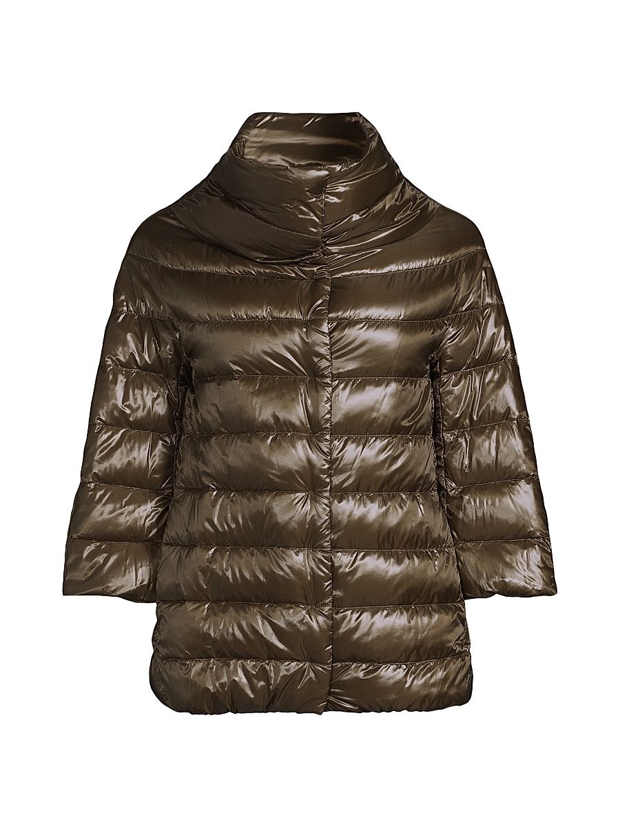 Women's Iconico Aminta Cocoon Down Puffer Coat - Olive Green - Size 4