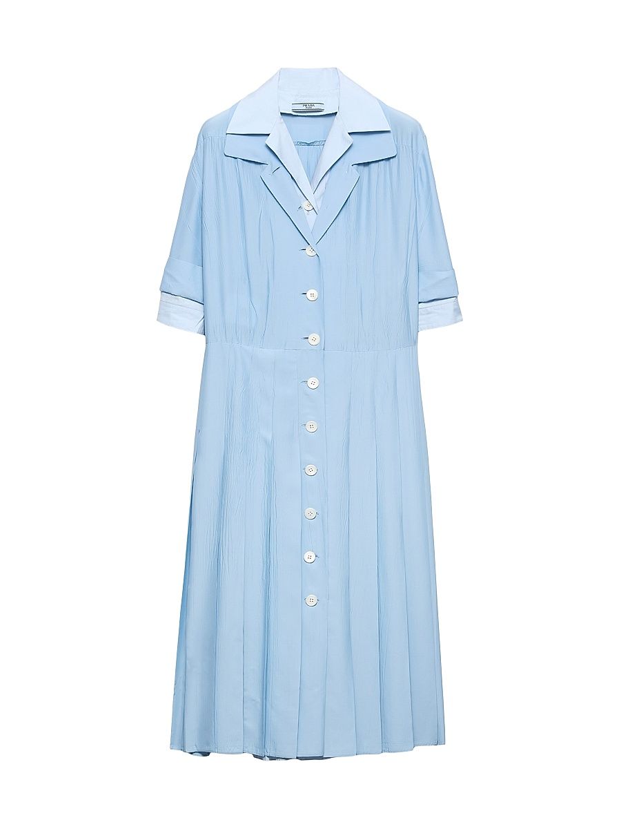 Women's Pongé and Poplin Shirt Dress - Blue - Size 4