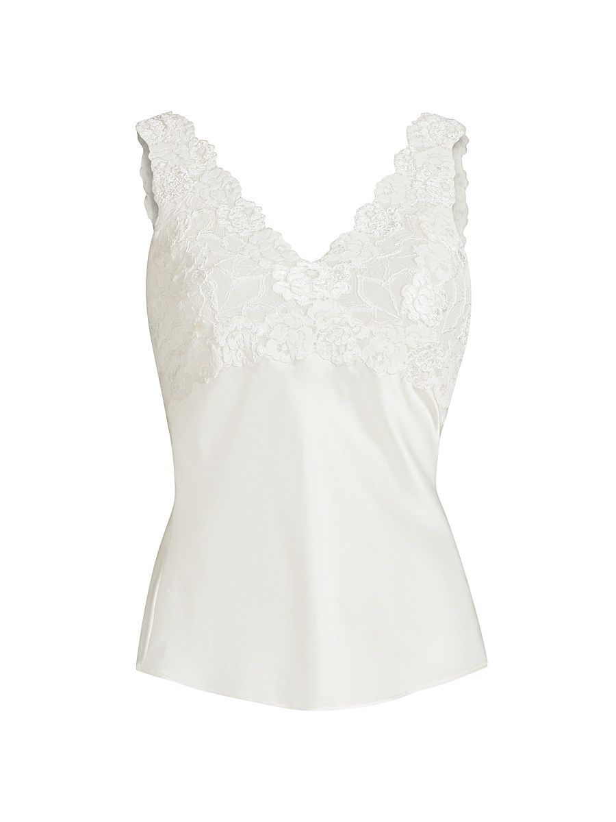 Women's Rose Parfait Silk-Lace Camisole - Warm White - Size Medium