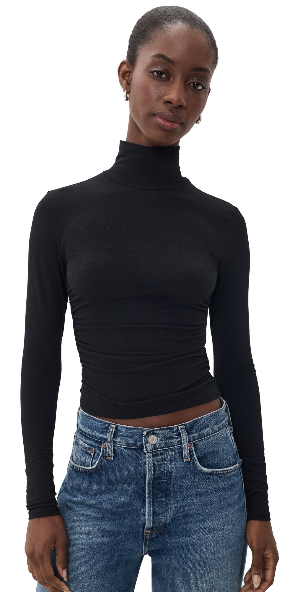 James Perse Melange Jersey Turtleneck Black 0