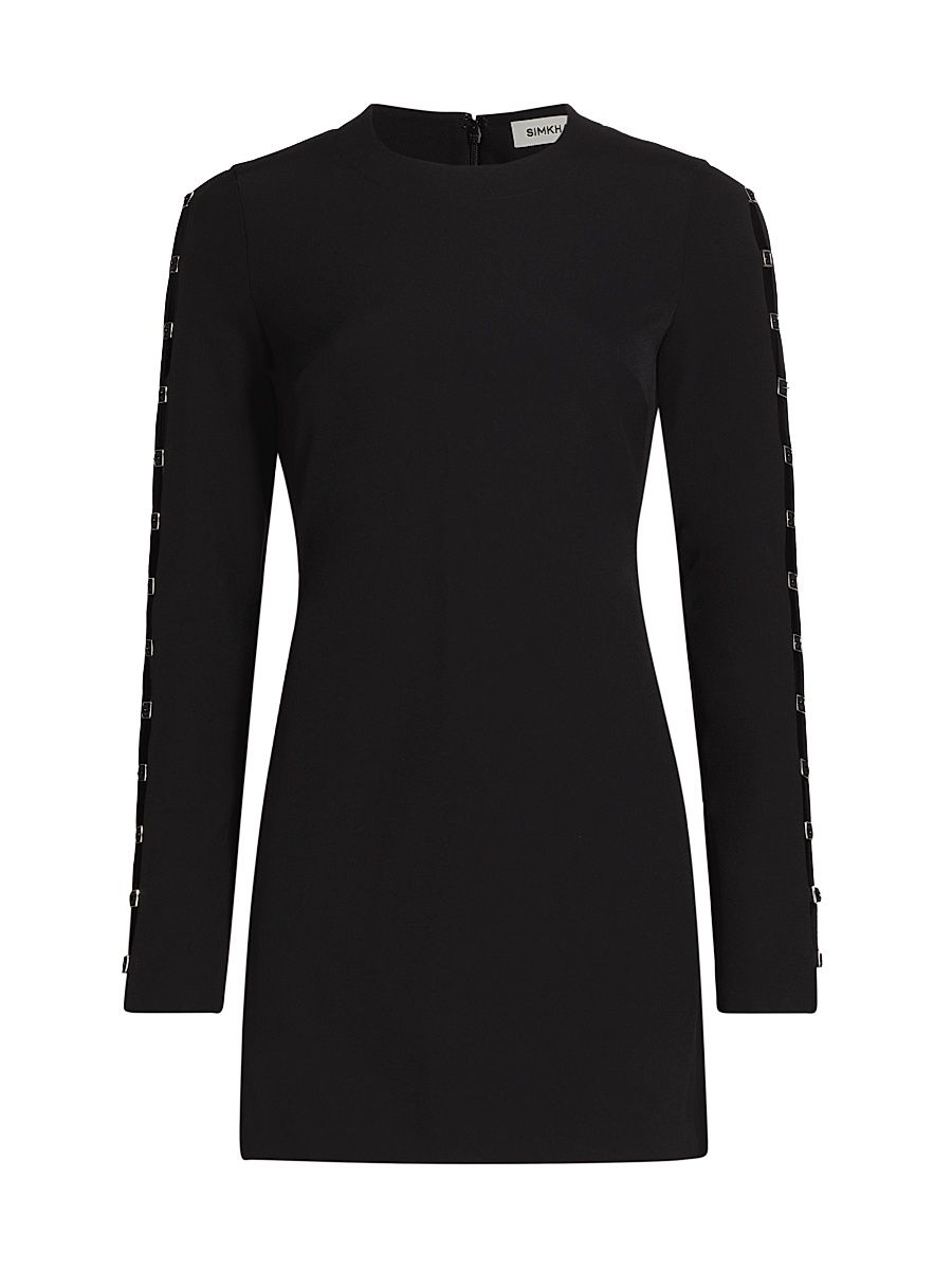 Women's Tamera Buckle-Sleeve Minidress - Black - Size 4