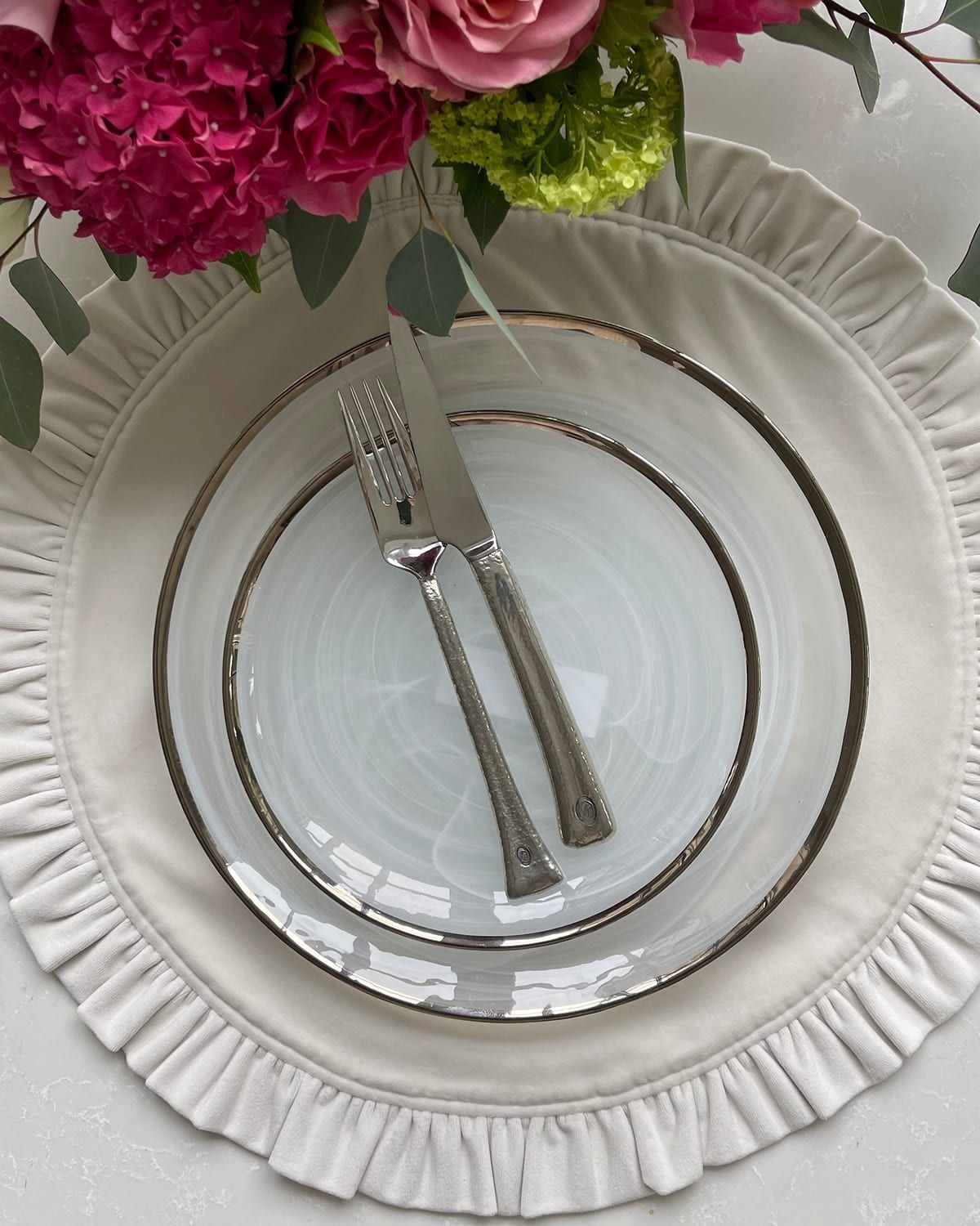 Round Ruffle Velvet Placemats, Set of 4