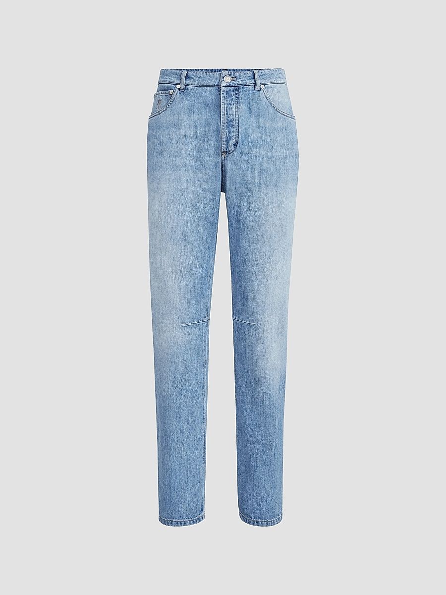 Men's Lightweight Denim Five-Pocket Jeans - Light Blue Denim - Size 38