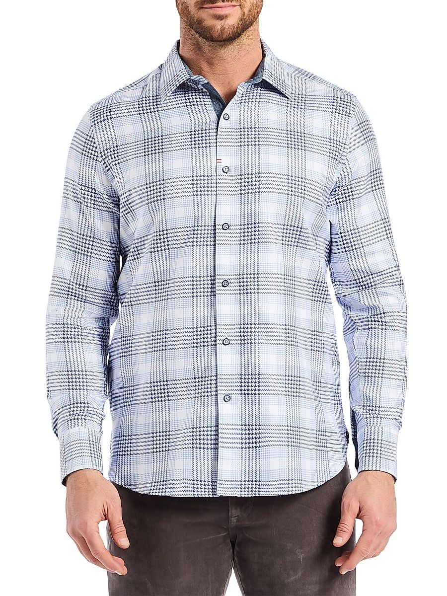 Men's Delford Button-Front Shirt - Navy - Size XL