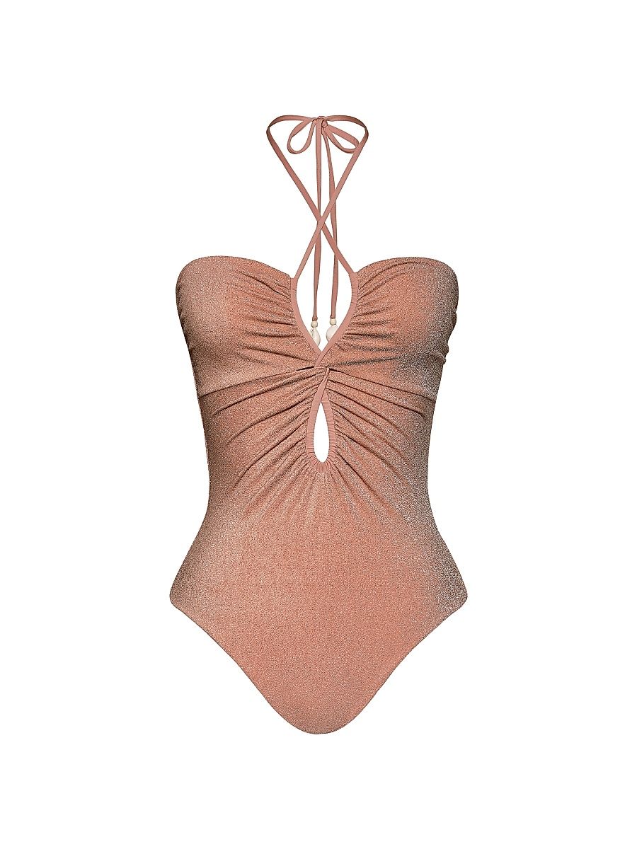 Women's Shimmering Coral Reef One-Piece Swimsuit - Soft Peach - Size Large