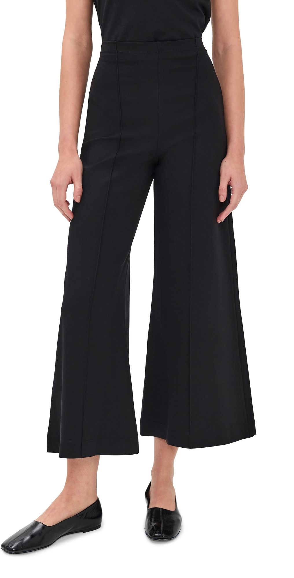RIPLEY RADER Ponte Knit Cropped Wide Leg Pant Black M