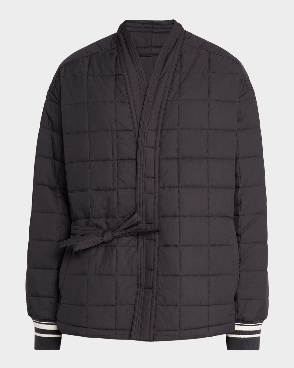 Men & apos;s Quilted Nylon Kimono Jacket