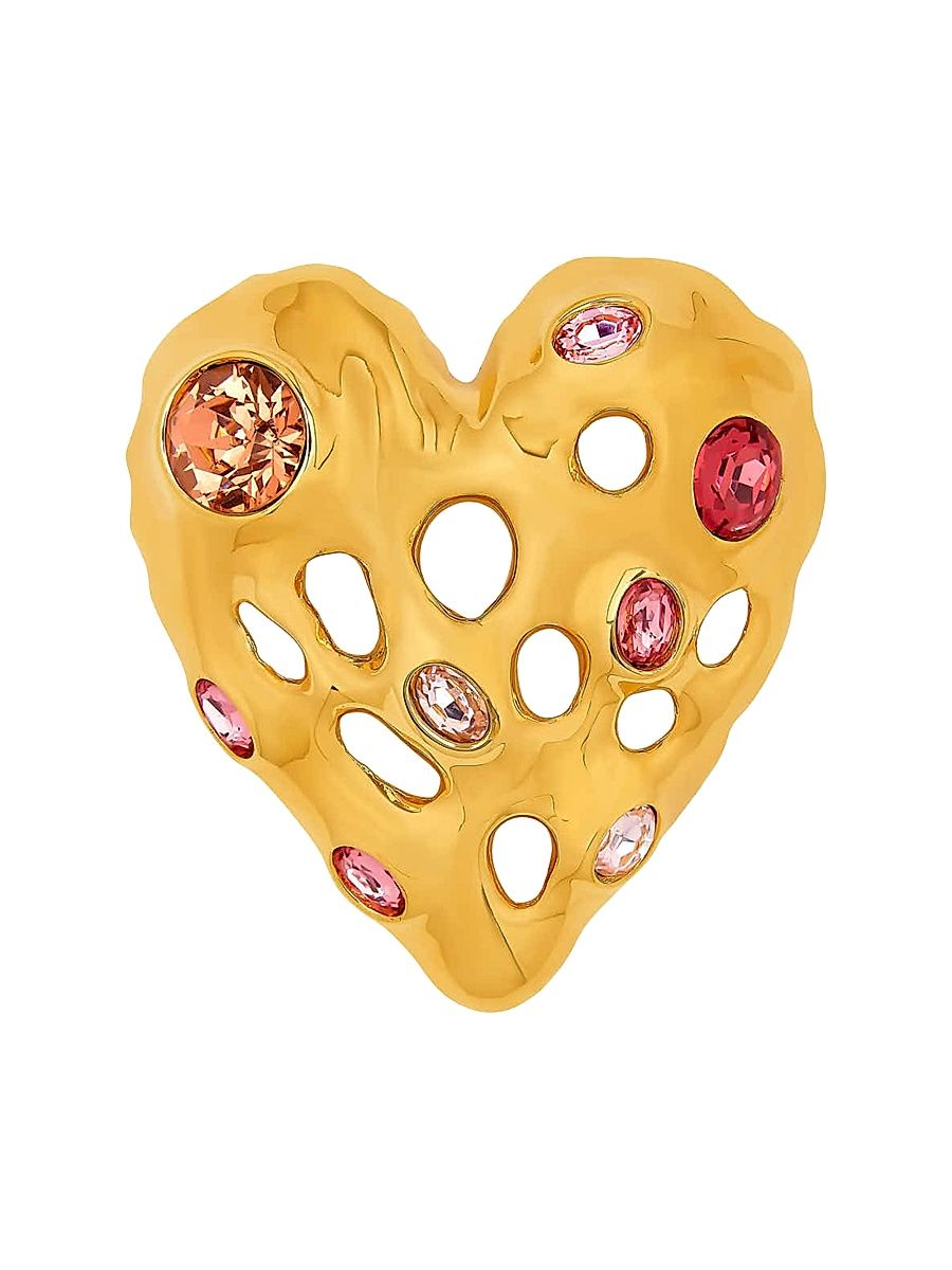 Women's Textured Scramble 24K-Gold-Plated & Glass Crystal Brooch - Rose Multi