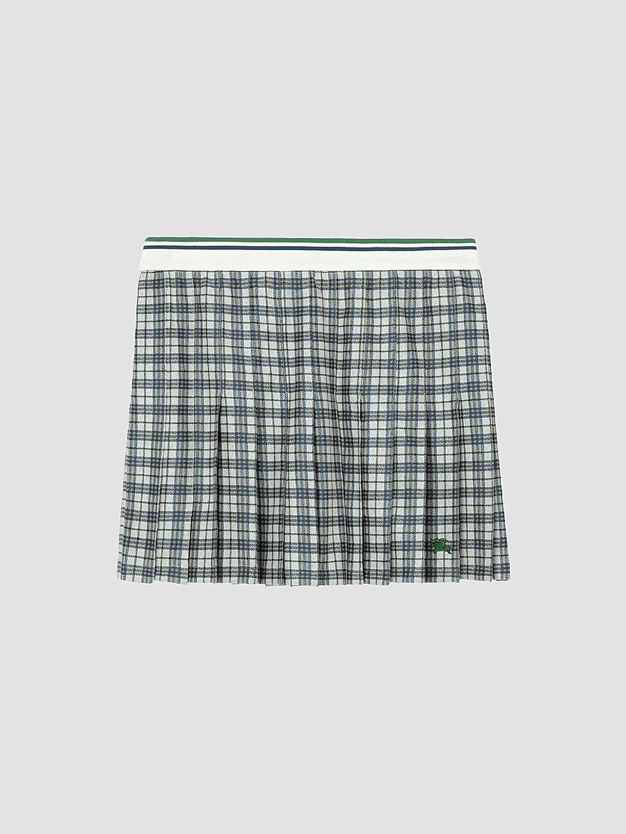 Women's Daria Tennis Pleated Mini Skirt - Peacock Blue Check - Size XXS