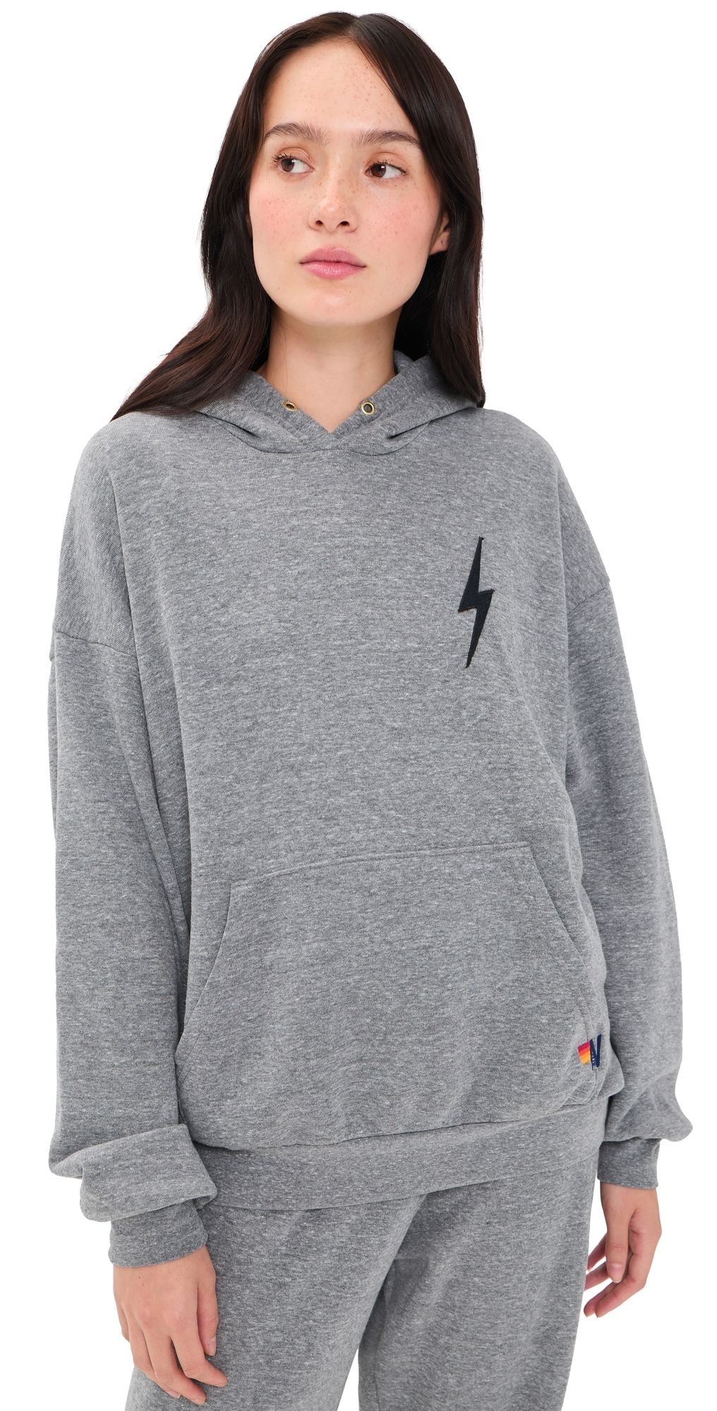 Aviator Nation Bolt Stitch Pullover Hoodie Heather Grey XL