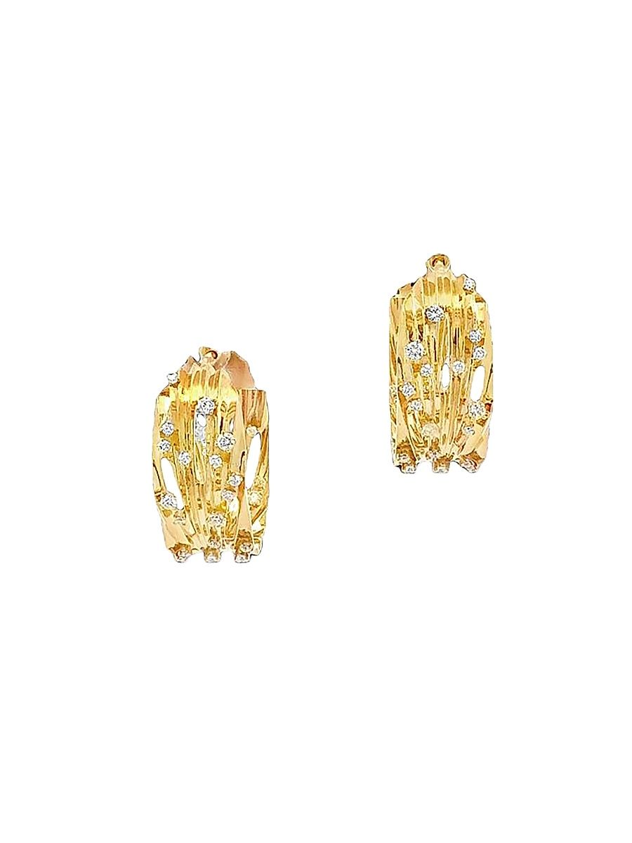 Women's Bahia 18K Yellow Gold & 0.72 TCW Diamond Hoop Earrings - Yellow Gold