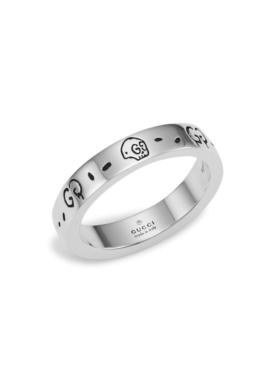 Gucci Unisex Unisex Sterling Silver Ghost Ring 4MM - Silver - Size 6.75