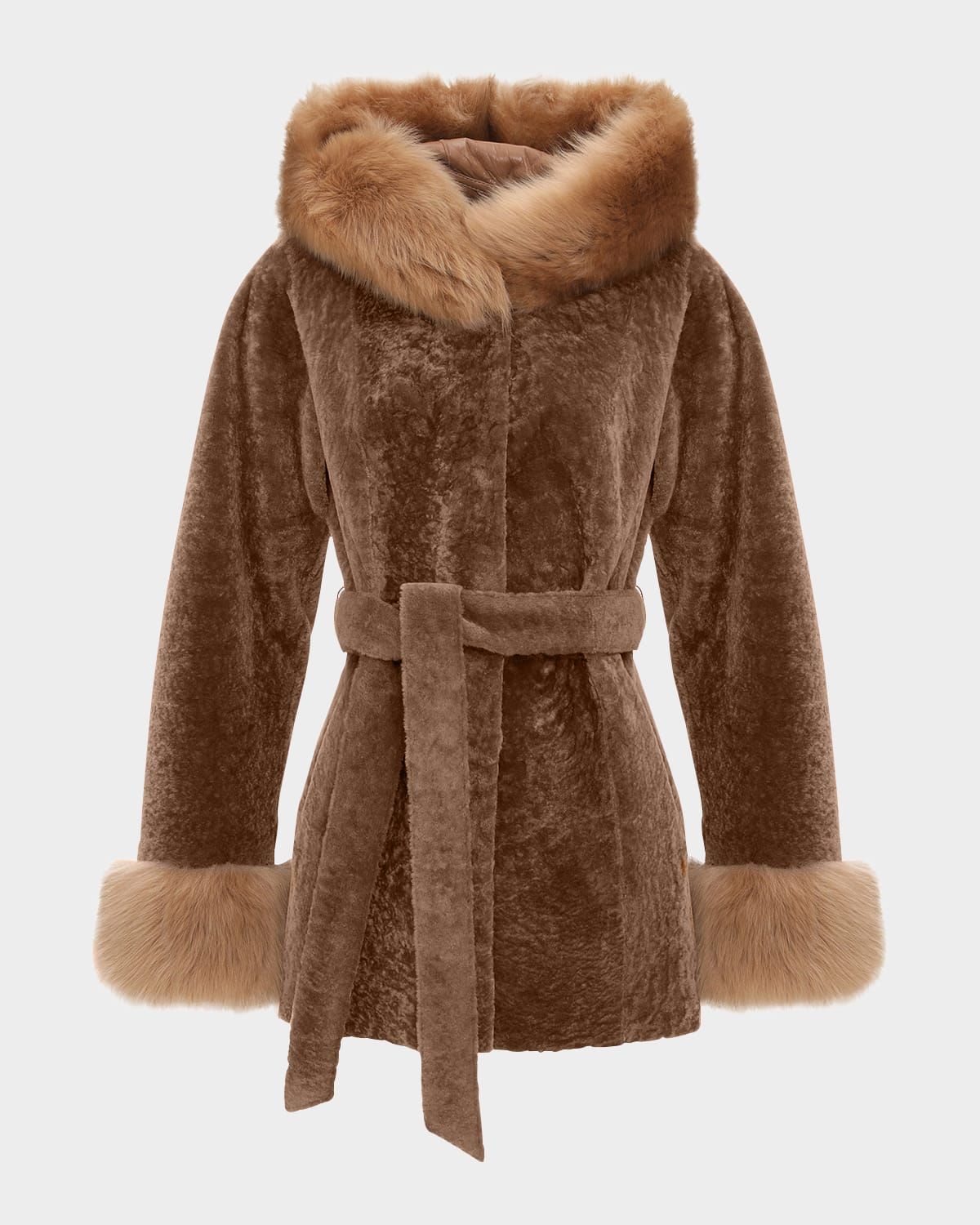 Belted Lamb Shearling Reversible Parka With Merinillo Lamb Shearling Trim